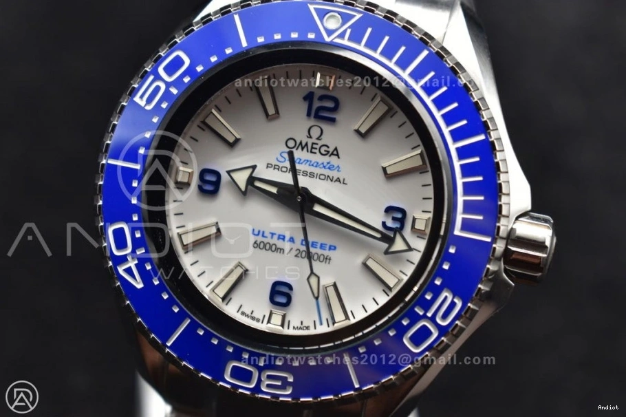 Ultra Ceramic Seamaster A2824 Dial 1:1 Edition TF White Best 6000M on SS Bracelet Bezel Deep SS Blue 1218